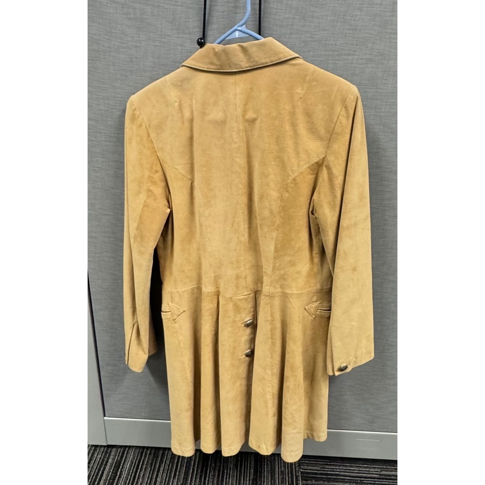 Scully Womens Tan Suede Leather Western Coat Arrow Applique Crest Button Size 12 - Picture 2 of 15